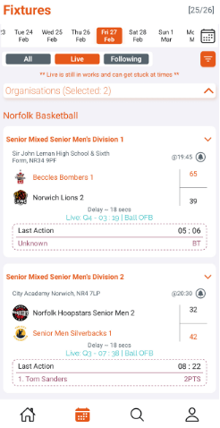 Live fixture detail