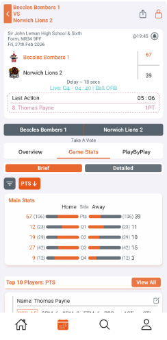 Live Fixtures page